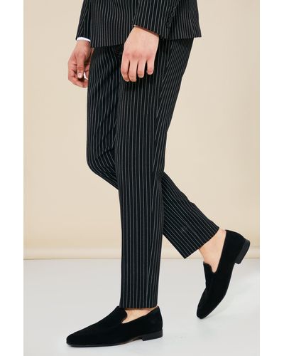 Boohoo Slim Pinstripe Suit Pants - Black