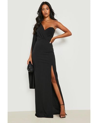 Boohoo Tall Cape Detail Maxi Dress - Black