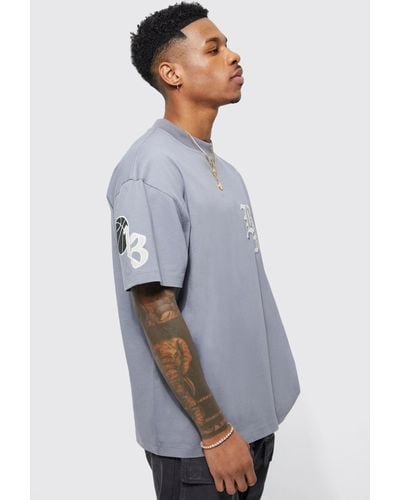 BoohooMAN Oversized Raised Limited Text T-shirt - Gray