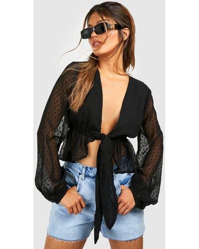 Ledsager salvie mælk Boohoo Tie Front Tops for Women - Up to 70% off | Lyst