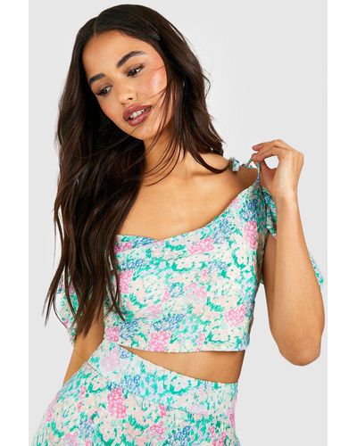 Boohoo Ditsy Floral Cowl Neck Cami - Blue