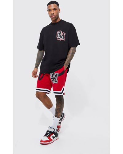 BoohooMAN Oversized Ofcl Basketball T-shirt And Short Set - Red