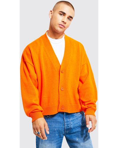 BoohooMAN Kastiger Cardigan - Orange