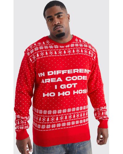 Boohoo Plus I Got Ho Ho Hos Christmas Sweater - Red