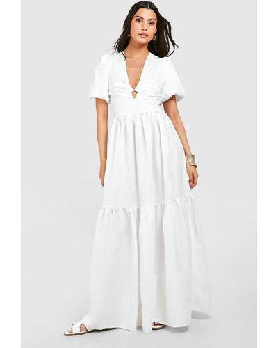 Boohoo Tiered Maxi Dress - White