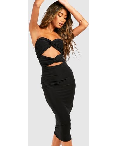 Boohoo Slinky Twist Detail Midaxi Dress - Black