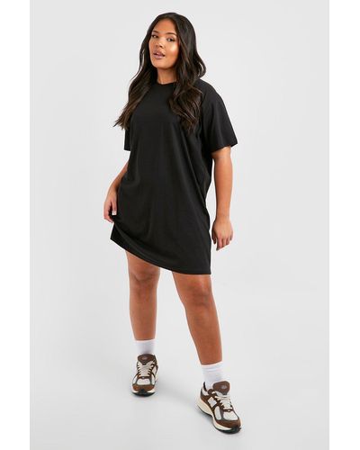 Boohoo Plus Cotton Short Sleeve T-shirt Dress - Black