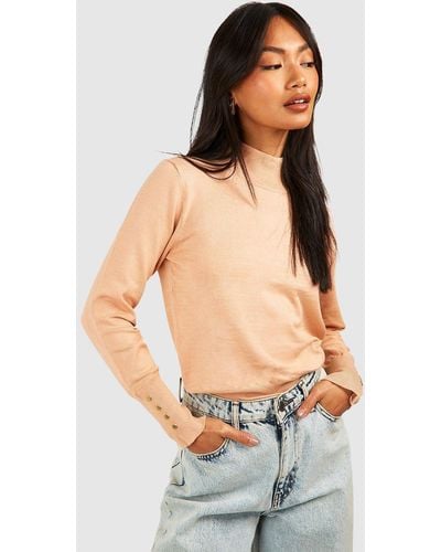 Boohoo Sleeve Detail Turtle Neck Knitted Sweater - Blue