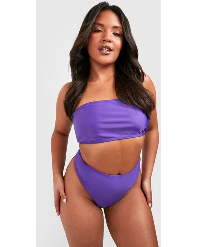 Boohoo Plus Bandeau High Waist Bikini - Purple