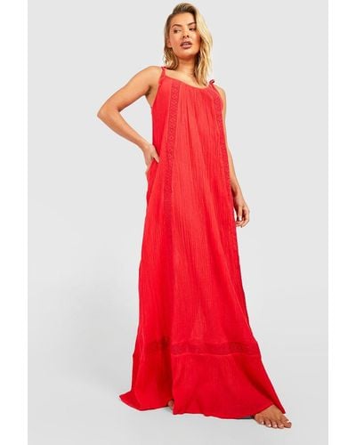 Boohoo Embroidered Cheesecloth Maxi Beach Dress