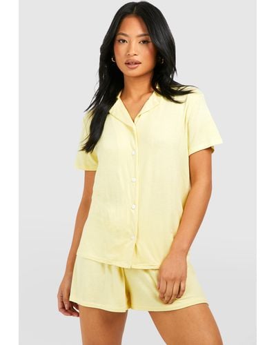Boohoo Petite Short Sleeve Pajama Set - Yellow