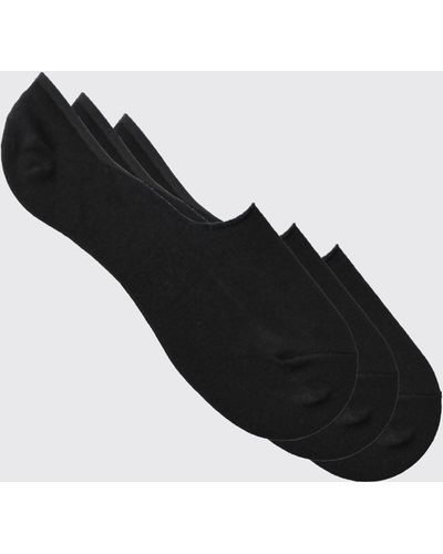 Boohoo 3 Pack Plain Invisible Socks - Black
