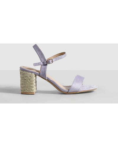 Boohoo Espadrille Block Heel Barely There Sandals - White