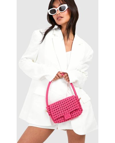Boohoo Woven Shoulder Bag - Pink
