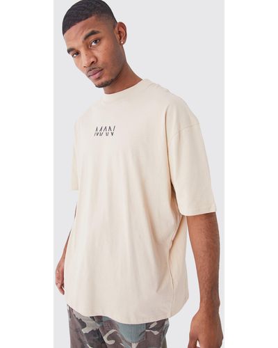 BoohooMAN Tall Man Dash Oversized Fit Extended Neck T-shirt - Natural