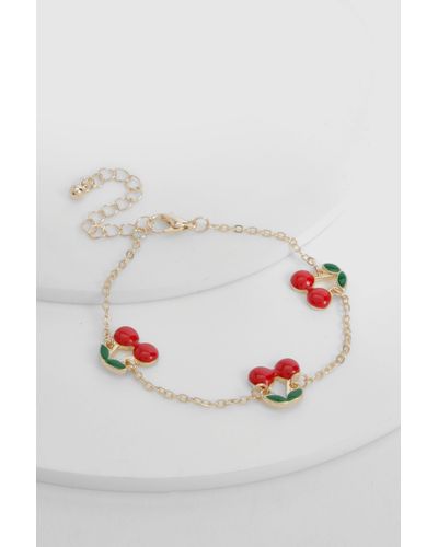 Boohoo Scattered Cherry Chain Bracelet - Gris