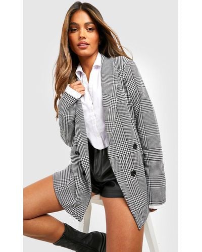 Boohoo Basic Jersey Knit Flannel Relaxed Fit Blazer - Gray