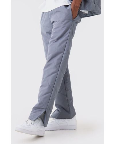 BoohooMAN Straight Leg Quilted Trouser - Blue