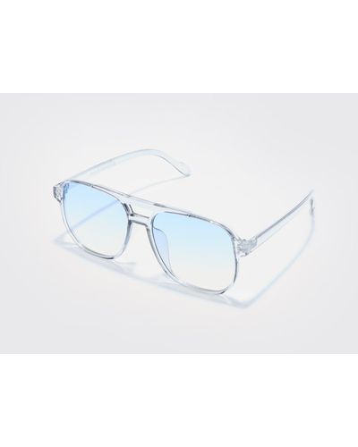 BoohooMAN Plastic Retro Sunglasses - Blue