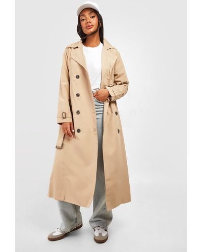 Boohoo Belted Trench Coat - Natural