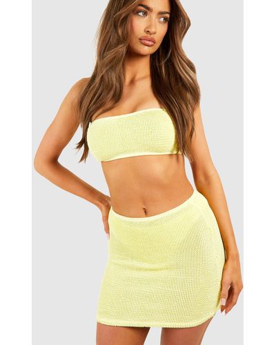 Boohoo Premium Crinkle Swim Mini Skirt - Yellow