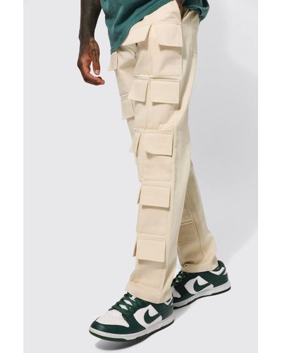 Boohoo Fixed Waist Straight Leg Multi Pocket Trouser - White