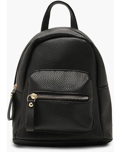 Boohoo Grainy Mini Rucksack Bag - Black