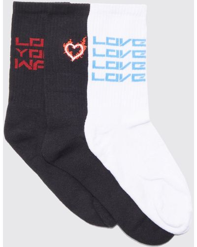 BoohooMAN 3 Pack Pride Love Socks - White
