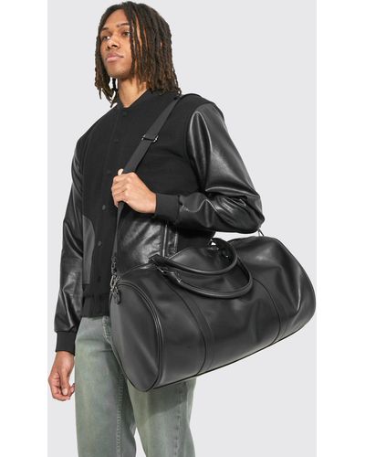 BoohooMAN Smart Leather Look Holdall - Black