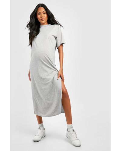 Boohoo Maternity T-shirt Midi Dress - Gray