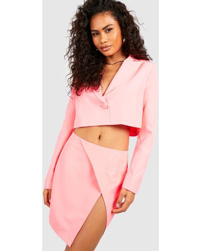 Boohoo Neon Thigh Split Mini Skirt - Pink