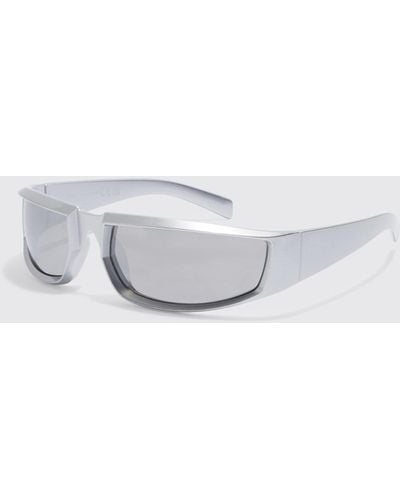 Boohoo Racer Wrap Sunglasses - White