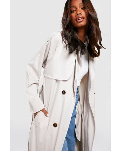 Boohoo Double Breasted Trench Coat - White