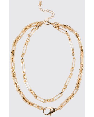 BoohooMAN Clip Detail Chain Necklace - Weiß
