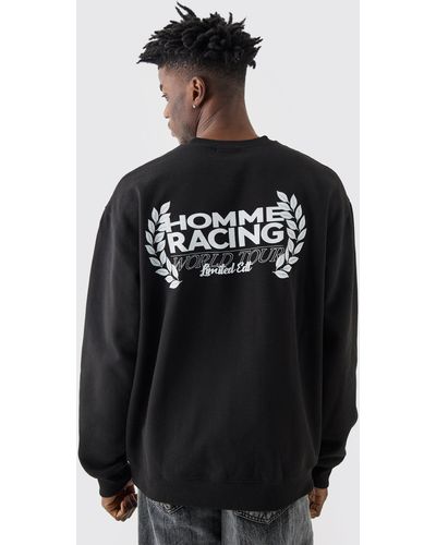 Boohoo Oversized Racing Sweatshirt - Black
