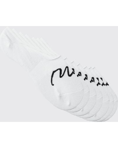BoohooMAN 7 Pack Man Signature Invisible Socks - White