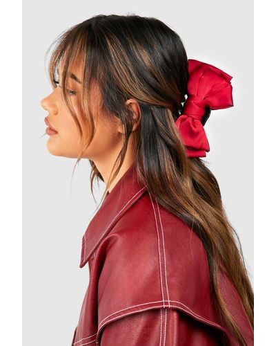 Boohoo Red Double Bow Claw Clip - Rojo