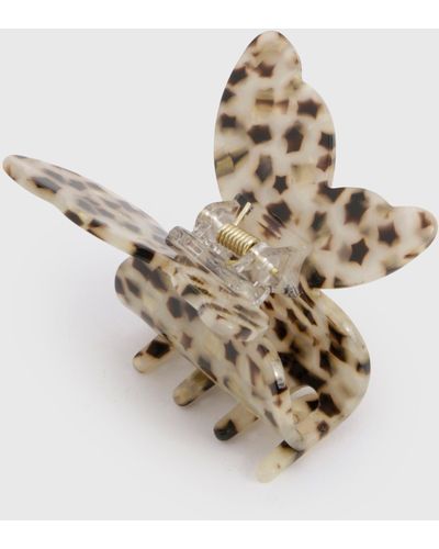 Boohoo Tortoise Shell Butterfly Claw Clip - White