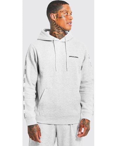 BoohooMAN Official Man Tape Hoodie - White