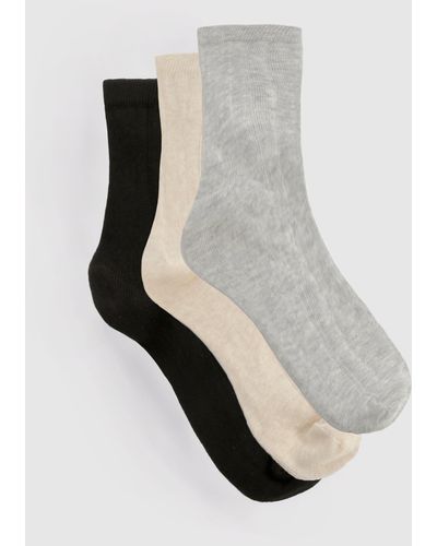 Boohoo 3 Pack Cable Knit Ankle Socks - White