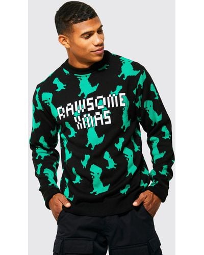 BoohooMAN Rawsome Xmas Christmas Sweater - Green