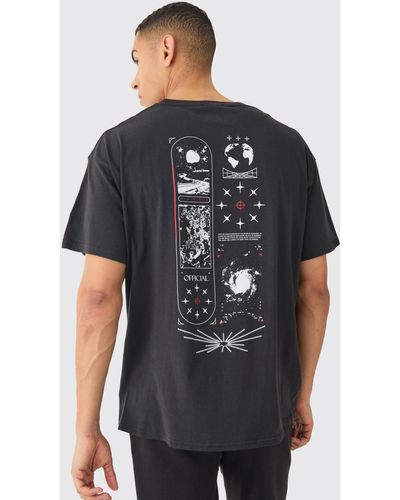 BoohooMAN Oversized Space Graphic T-shirt - Black