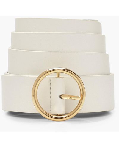 Boohoo Plus Circle Ring Boyfriend Belt - White