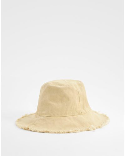 Boohoo Frayed Edge Bucket Hat - Neutro