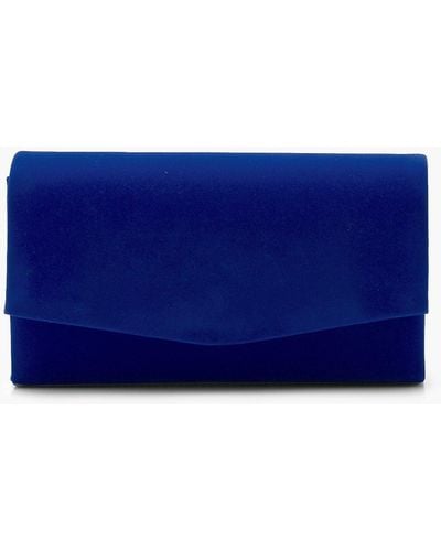 Boohoo Structured Suedette Clutch Bag & Chain - Blue