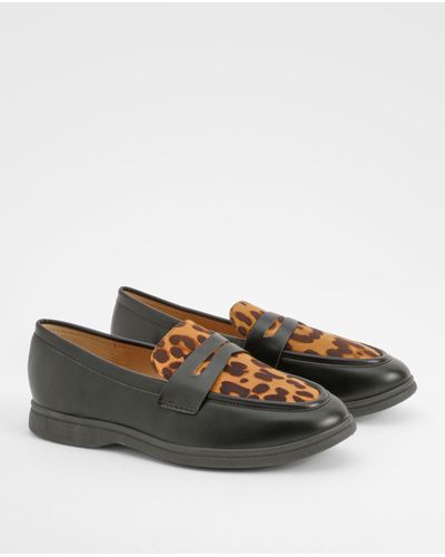Boohoo Leopard Panel Detail Loafer - Multicolour