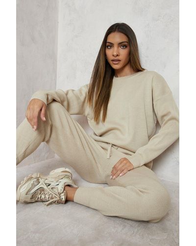Boohoo Knitted Tracksuit - Natural