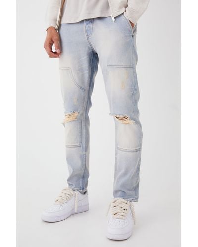 BoohooMAN Zerrissene Slim-Fit Jeans - Blau