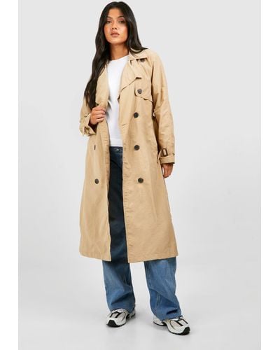 Boohoo Maternity Belted Trench Coat - Blue