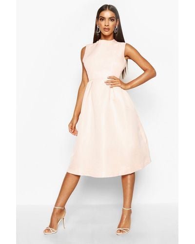 Boohoo Boutique High Neck Prom Dress - White
